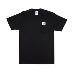 Ripndip Black Short Sleeve Pocket Tee with White Cat Patch